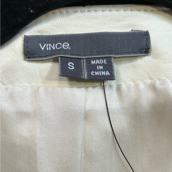 Vince Slim Lambskin Leather Moto Jacket Off-White, Size Small - Picture 7 of 11